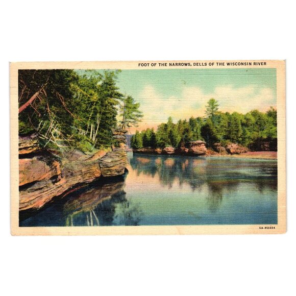 Foot Of The Narrows Postcard Dells Wisconsin River Vintage H H Bennett Studio - Picture 1 of 2